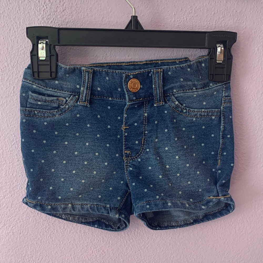 Toddler girls polka dot jean shorts